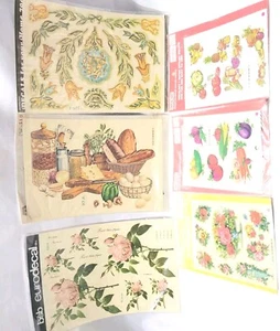 Lote de 6 calcomanías decorativas vintage Meyercord flores nuevas verduras abuela cocina - Imagen 1 de 14