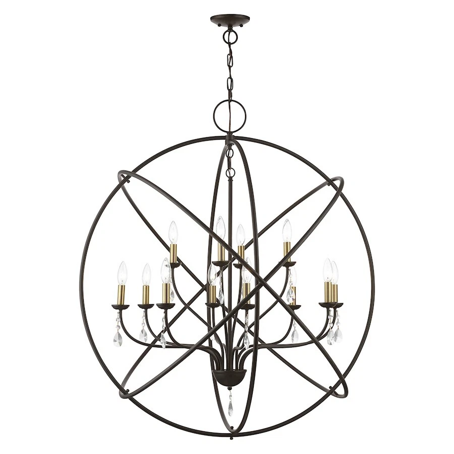 Livex Aria 12 Light Grande Foyer Chandelier, BZ/BS/Crystals - 40909-07 - Image 1 of 1