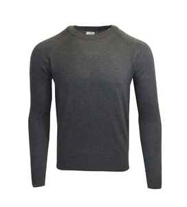 Men's Ex M&S Cotton Charcoal Plain Sweatshirt Knitwear Sweater Jumper Tops  - Picture 1 of 5