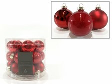 Palle per Albero di Natale in Vetro Rosso Sfera Natalizia 24 Palle 25 mm Palline