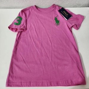 Polo Ralph Lauren Boy Pink Big Pony Crew Neck Cotton T-Shirt Short Sleeve Kid 4T - Picture 1 of 6