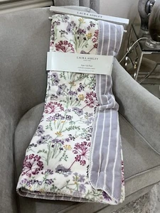 1-NWT LAURA ASHLEY VINTAGE FLORAL PRINT THROW BLANKET - Picture 1 of 12