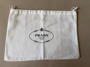 PRADA Italy White Flannel Cotton 9.5 x 13. 5 in Drawstring Shoe Storage Dust BAG - Picture 1 of 3