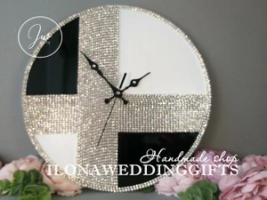 Swarovski Crystal Decorative Wall Clock Elegant Boho Decor Custom Gift Diamond - Picture 1 of 13