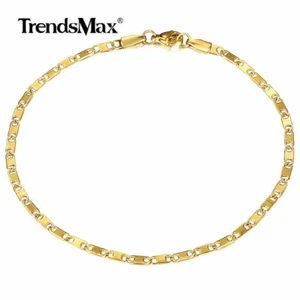 Brazalete tobillo de cadena de acero inoxidable enchapado en oro único de 3 mm 10" para unisex - Imagen 1 de 4