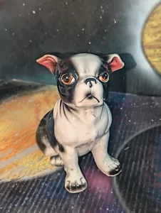 Lindo Boston Terrier Pug Perro Cachorro Japón Negro Blanco Lusterware 6.5" de colección - Imagen 1 de 18