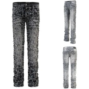 Evolution Men's Heavy Distressed Stitched Stacked Layer Denim Jeans FW330076 - Picture 1 of 9