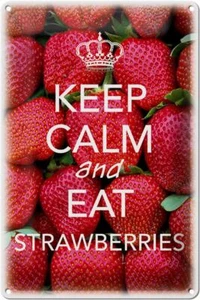 Blechschild Spruch 20x30 cm Keep Calm and eat strawberries Deko Schild tin sign - Picture 1 of 5