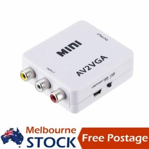 MINI AV to VGA Converter Composite Adapter 3.5mm Jack Audio Video RCA DVD to TV - Picture 1 of 10