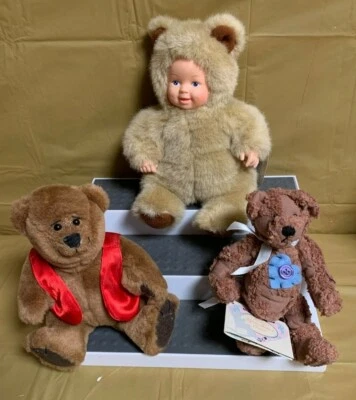  Muñeca Anne Geddes Beanie Bear-Corazón de abuela Oso Drake muñeca compañero Oso Foto 1 de 4