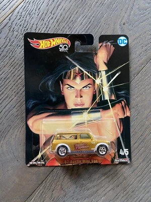 Hot Wheels~ Wonder Woman ~'67 Austin Mini Van~2018~Alex Ross~ DC Comics~New~NM!  - Image 1 of 4