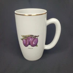 Limoges Picard France Plums White Tall Coffee Tea Mug Gold Trim EUC - Picture 1 of 4