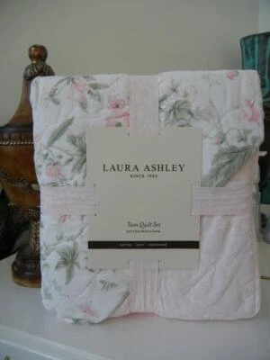 JUEGO DE 2 COLCHAS DOBLES LAURA ASHLEY HOME SHABBY CHIC ROSA REVERSIBLE FLORAL Foto 1 de 4