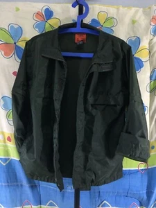 Authentic PERFECTION A GENUINE On Dark Green Windbreaker Jacket Coat Size Medium - Picture 1 of 8