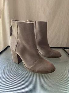 Rag & Bone Boots Ashby Suede Ankle Size 38 8 US Leather Back Zipper Stone - Picture 1 of 11