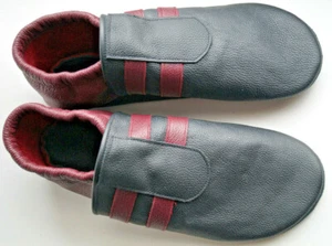 Zapatillas de casa mujer T. 40, 2 rayas, negro / rojo vino, cuero cuero cuero  - Imagen 1 de 1