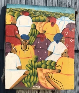 KENOLD EQINVIL KUNSTWERK MENSCHEN AUF EINEM MARKT SIGNIERT - Bild 1 von 3