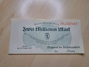 2 Millionen Mark Reichsbanknote Berlin Stadtkasse Inflationsgeld - Bild 1 von 7