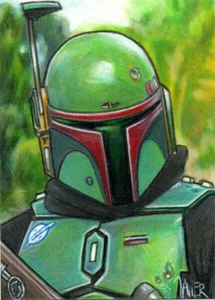 Star Wars BOBA FETT Mandalorian Bounty Hunter SKETCH Card PRINT open edition 4 - Bild 1 von 2