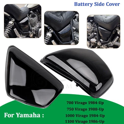 Motorcycle Black Battery Side Panel Covers Fit For Yamaha Virago 700 1000 84-Up Foto 1 de 4