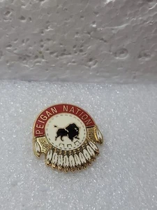 Peigan Nation Native American Headdress Enamel Lapel Pin Buffalo Clutch Back - Picture 1 of 4