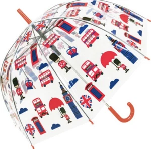 London Icons Clear Dome See Through Transparent Auto Open Brolly Umbrella - Picture 1 of 10