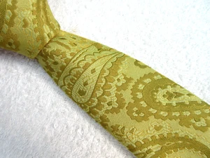 CORBATA VINTAGE ORO CLARO PAISLEY 3,5 PULGADAS POLIÉSTER CAÑA AUSTIN - Imagen 1 de 5
