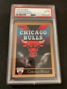 CHICAGO BULLS Team Checklist~1990 Skybox~PSA 6 ex MINT - Picture 1 of 2