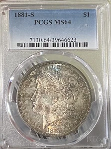 1881-S Morgan Silver Dollar PCGS MS64 Wild Colorful Toning! - Picture 1 of 4