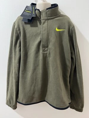 Nike Therma Boy's Size M Medium Olive 1/2 Zip Fleece Golf Sweatshirt $55 NWT - Image 1 of 4