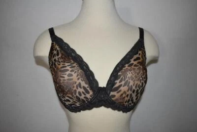 Sujetador para mujer Natori plumas contorno carbón de lujo estampado de leopardo 32G nuevo con etiquetas Foto 1 de 4