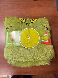 GRINCH FACE GRINCHMAS SEUSS 48" CHRISTMAS TREE FUZZY SKIRT RUZ 65TH ANNIVERSARY - Picture 1 of 2