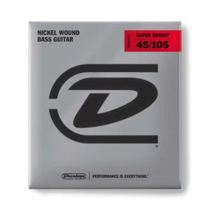 Dunlop DBSBN45105 Super Bright Nickel 4 corde basso 45-105 set corde completo nuovo - Foto 1 di 12
