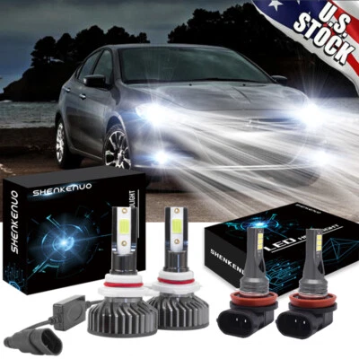 Para Dodge Dart 2013 2014 2015 -6x Faro LED Luz Alta/Baja + Kit de Bombillas Antiniebla Blanco Foto 1 de 4