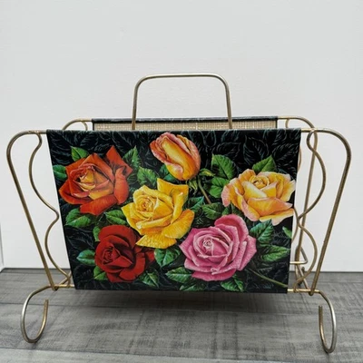 Porta riviste MCM fiori floreali struttura in metallo design rose retrò - Immagine 1 di 4
