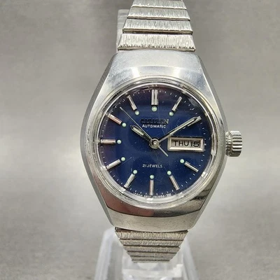 Reloj Citizen Automático Mujer 26mm Esfera Azul Tono Plateado Día Fecha Redondo Funciona De Colección Foto 1 de 4