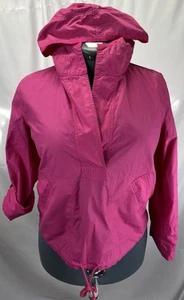 Liz & Co Women’s Medium Windbreaker Rain Pullover With Roll Tab Sleeves Pink - Picture 1 of 7