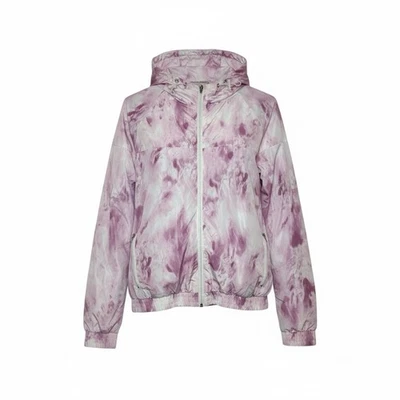 Chaqueta cortavientos Forever 21 púrpura rosa mármol con capucha talla L Foto 1 de 4