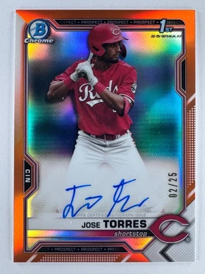 JOSE TORRES 2021 Bowman Draft #CDA-JTO Prospects (1st) AUTO ORANGE REFRACTOR /25 - Image 1 of 3