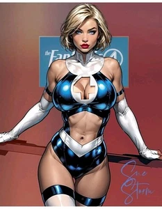 FanArt Waifu Card aceo-Retro Jumbo 8x10" Pin Up Limited Ed. Sue Storm Fantastic4 - Bild 1 von 1