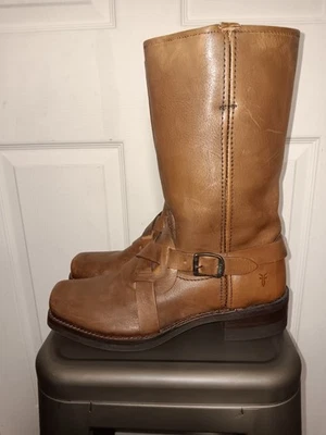 Botas con arnés Frye 87413 punta suave para hombre talla 9,5 cuero marrón usadas en excelente estado Foto 1 de 4