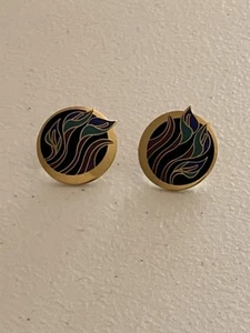 VTG LAUREL BURCH Gold Tone CALLA LILY Pierced Earrings "LILIES FOR LES" Signed - Picture 1 of 2