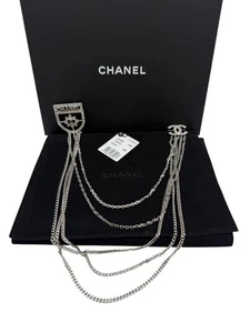 Chanel Crystal CC Shield Multi-Strang Long Chain Brosche Silverw/ Box, Case & Tag - Bild 1 von 13