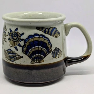 Tazza caffè vintage conchiglia gres ceramica smaltata spiaggia mare mare - Foto 1 di 5