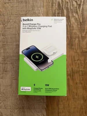 Belkin BoostCharge Pro 2-in-1 Wireless Charging Pad with MagSafe 15W, White - Image 1 of 4