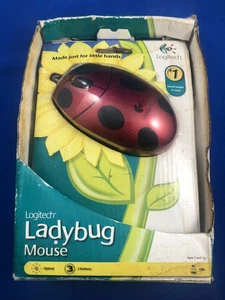 VINTAGE LOGITECH WIRED LADYBUG MOUSE w/ Instructions/Software/Box EX Cond WORKS - Picture 1 of 8