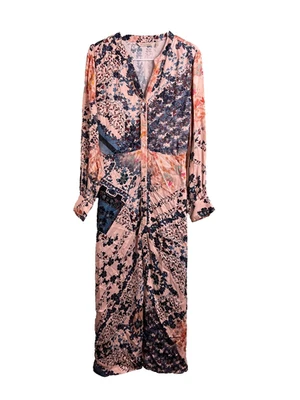 Soft Surroundings Nassau Floral Maxi Dress Boho Western Satin Large LG Pink - Image 1 of 4