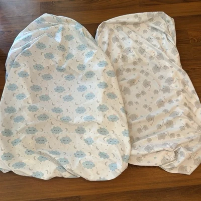 Baby Cloud and Elephant Print Crib Sheets Bundle - Image 1 of 4