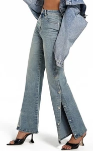 Womens Jeans Hig Waisted Straight Leg Loose Stretchy Tummy Control Trendy Sid... - Picture 1 of 6