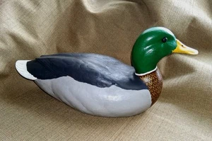 Vintage Jack Cox Signed Resin 14 Mallard Duck Decoy + Decoy Desk Pen Set - Picture 1 of 5